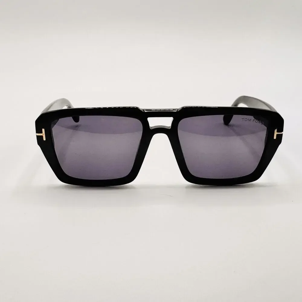Tom Ford Sunglasses Redford TF1153 01A Shiny Black Pilot Frame Gray Lens 56mm